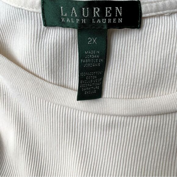 Lauren Ralph Lauren Western Ribbed Tee Women's Size 2X Cream - Picture 6 of 6